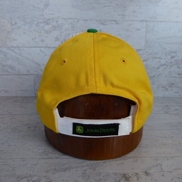 John Deere Hat Baseball Cap Yellow Green Farm Tractor Retro Mesh Work Strapback - Picture 4 of 8